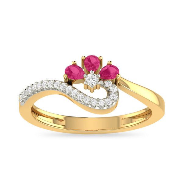 Reese Petal Ruby Moissanite Diamond Ring