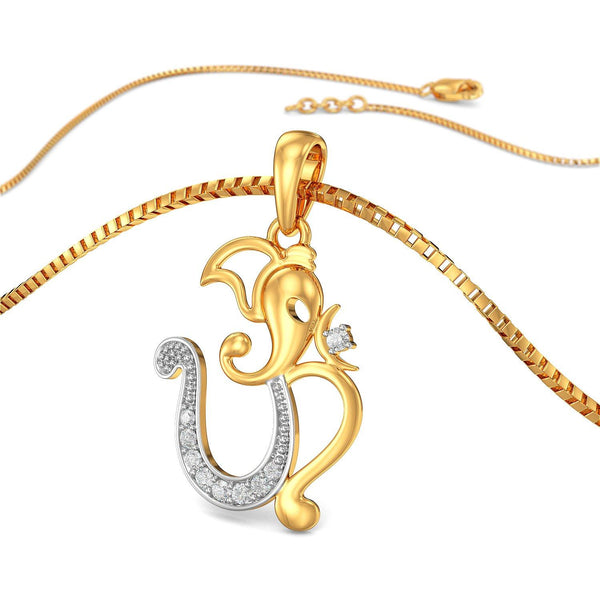 EkDanta Ohm Moissanite Diamond Religious Pendant