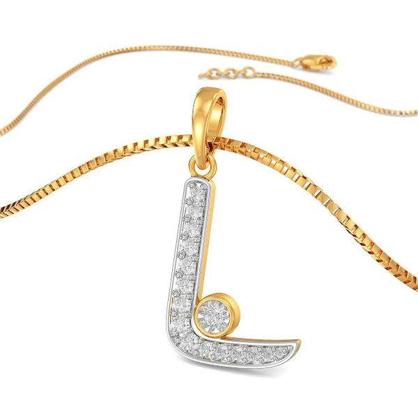 Alphabet L Lustrous Stud Moissanite Diamond Pendant