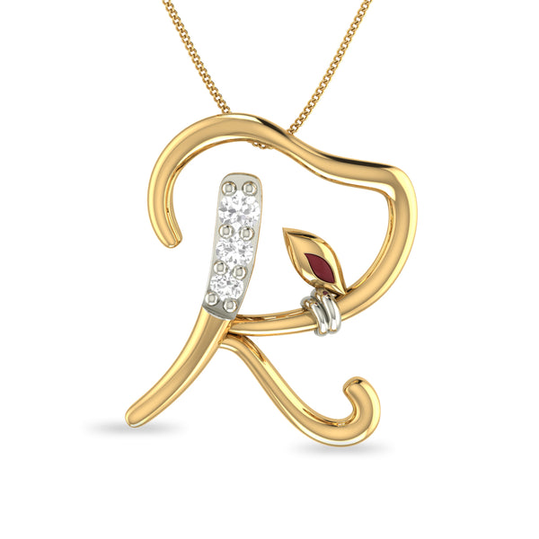 Initial R Gajamukha Diamond Moissanite Diamond Pendant