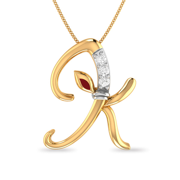 Initial K Gajamukha Diamond Moissanite Diamond Pendant