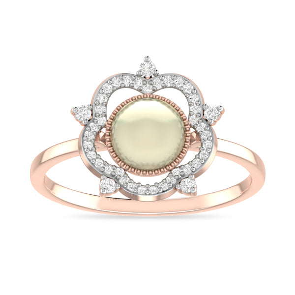Aashvi Fleur Pearl Moissanite Diamond Ring