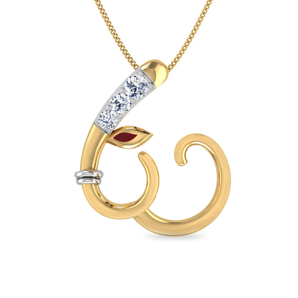 Initial W Gajamukha Diamond Moissanite Diamond Pendant