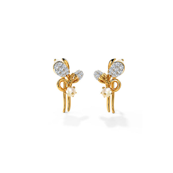 Blisse Pearl Moissanite Diamond Drops Earrings