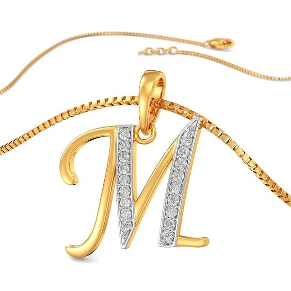 Alphabet M Lustrous Moissanite Diamond Pendant