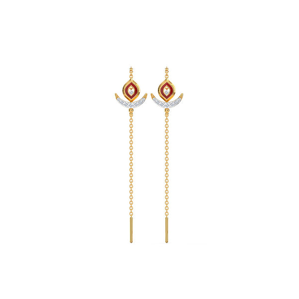 Crescent Moon Moissanite Diamond Sui Dhaga Earrings