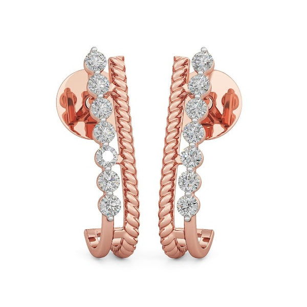 Dazzling Rope Moissanite Diamond Studs Earrings