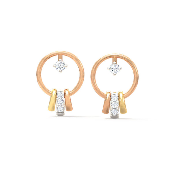 3 Tone Hoop Like Moissanite Diamond Studs Earrings