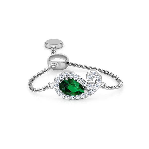 Emerald Paisley Moissanite Diamond Flexible Ring
