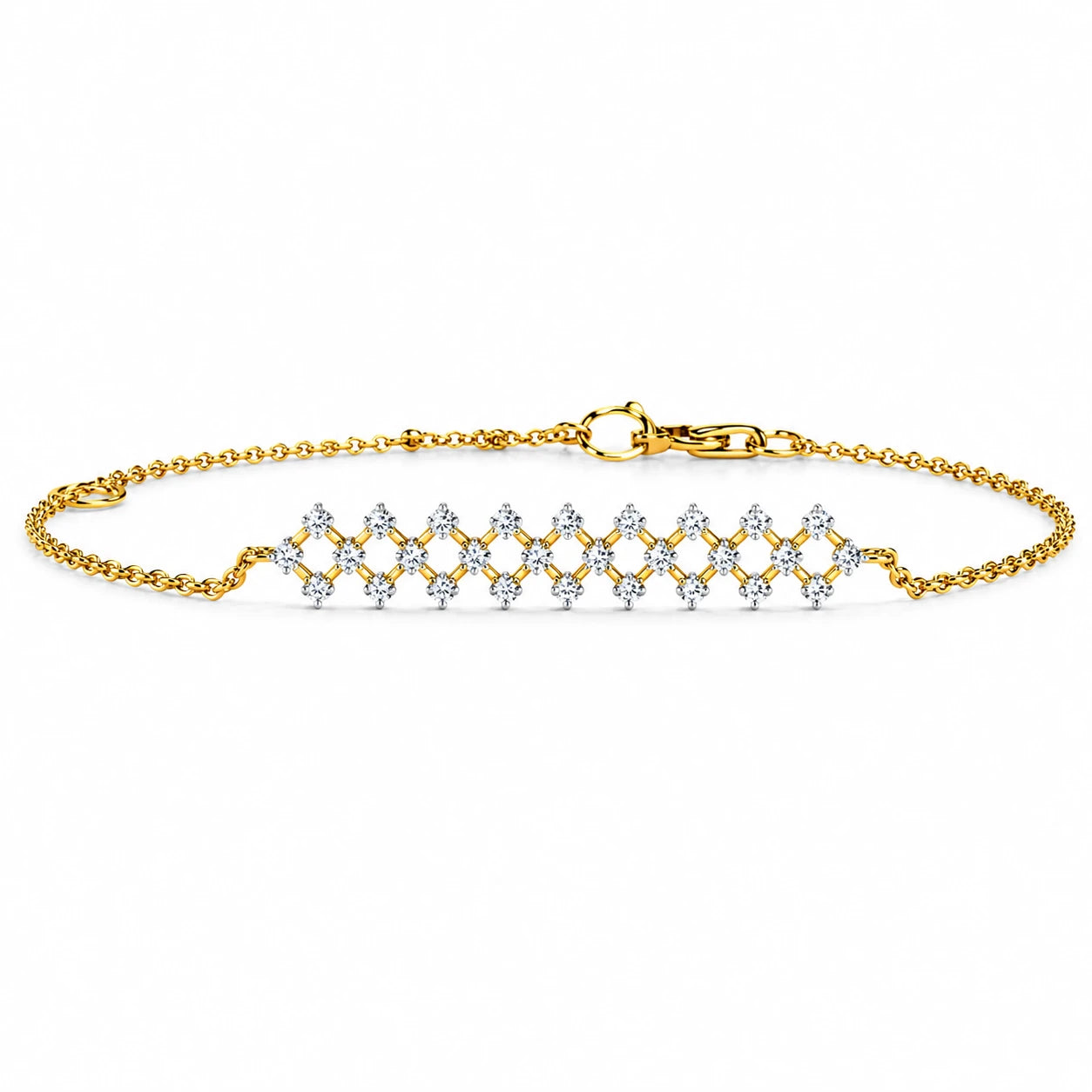 Fence Mesh 18K Gold Plated Moissanite Diamond Bracelet
