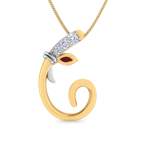Initial G Gajamukha Diamond Moissanite Diamond Pendant