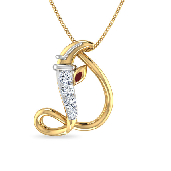 Initial D Gajamukha Diamond Moissanite Diamond Pendant