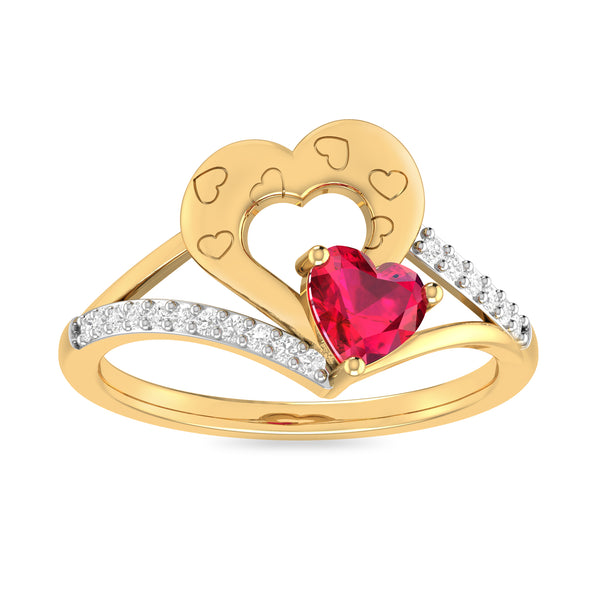 Piece of My Heart Ruby Moissanite Diamond Ring