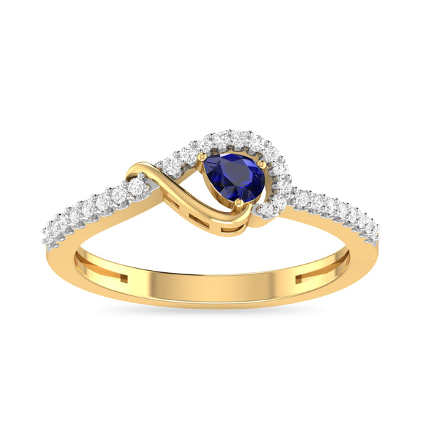 Sparking Droplet Sapphire Moissanite Diamond Ring