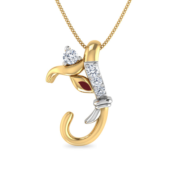 Initial J Gajamukha Diamond Moissanite Diamond Pendant