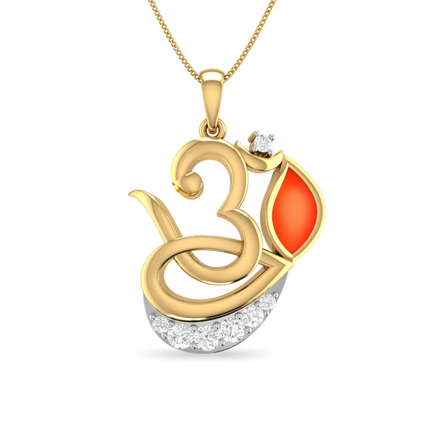 Traditional OM Moissanite Diamond Religious Pendant