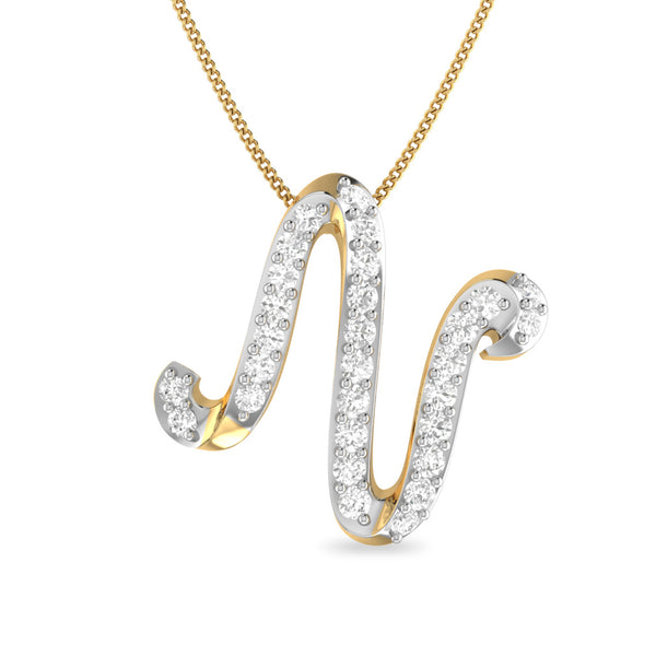 Initial N Moissanite Diamond Pendant