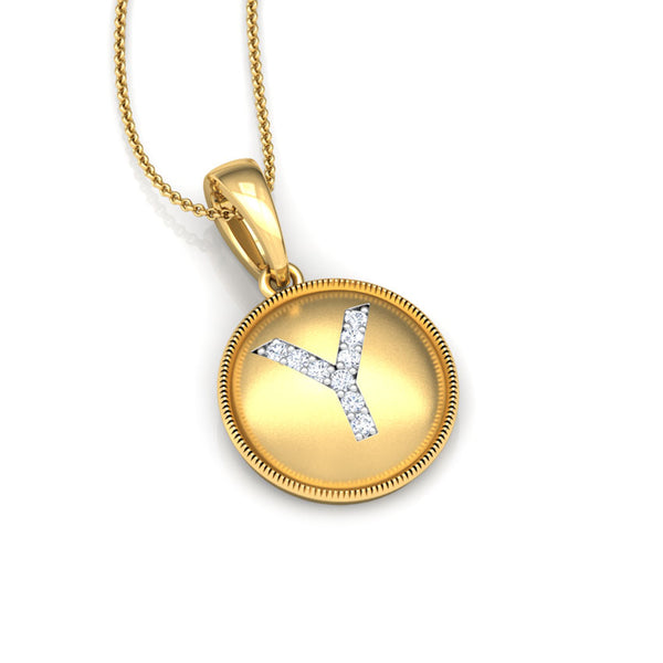 Coin Y Alphabet Moissanite Diamond Pendant
