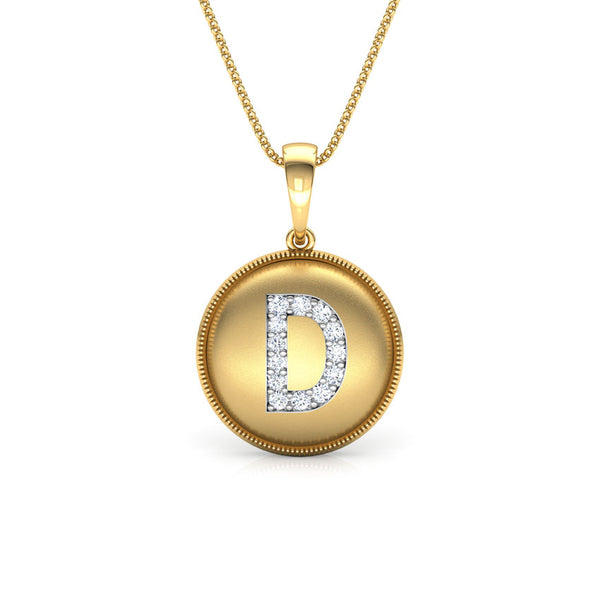Coin D Alphabet Moissanite Diamond Pendant