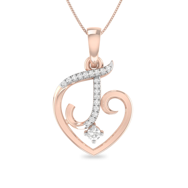 Letter J Heart Diamond Moissanite Diamond Pendant