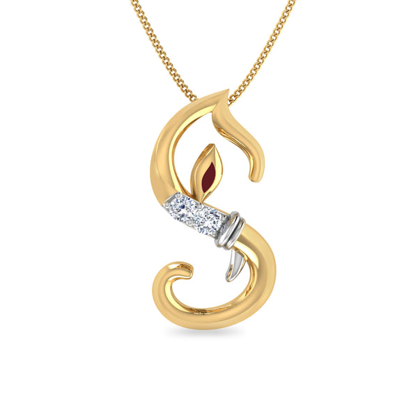 Initial S Gajamukha Diamond Moissanite Diamond Pendant