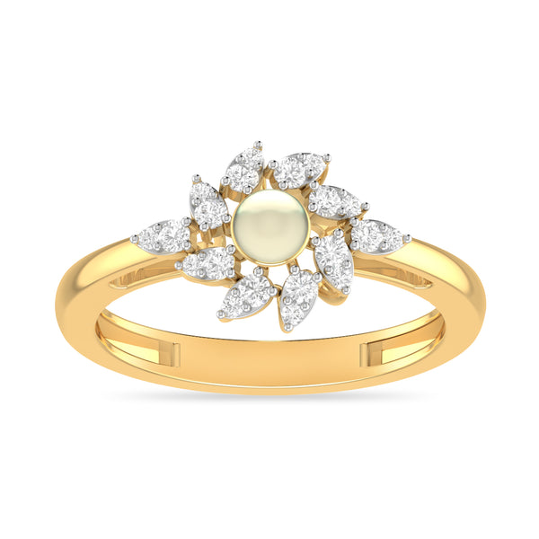 Whimsical Pearl Moissanite Diamond Cocktail Ring
