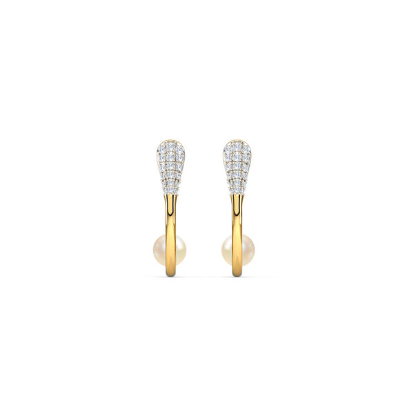 Ananta Pearl Moissanite Diamond Hoops Earrings