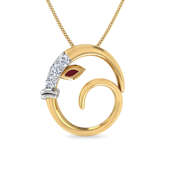 Initial O Gajamukha Diamond Moissanite Diamond Pendant