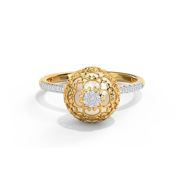 Pearl Ornate Moissanite Diamond Ring