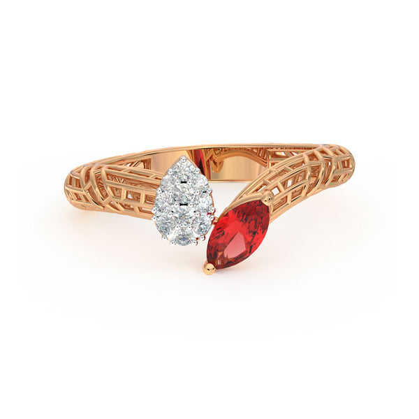 Jazz Drop Ruby Moissanite Diamond Ring