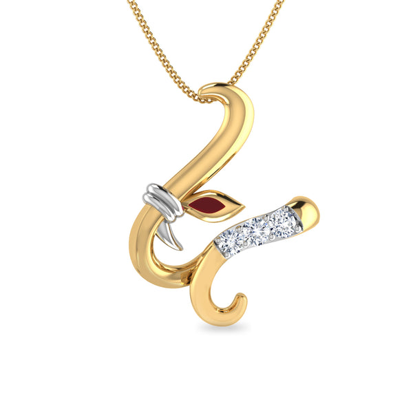 Initial U Gajamukha Diamond Moissanite Diamond Pendant