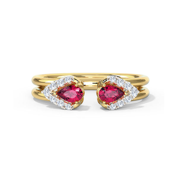 Narin Ruby Open Moissanite Diamond Ring