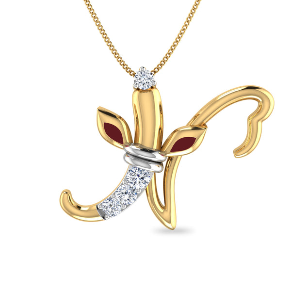 Initial N Gajamukha Diamond Moissanite Diamond Pendant