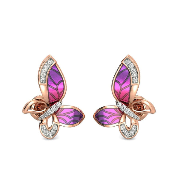 Pink Monarch Moissanite Diamond Stud Earrings