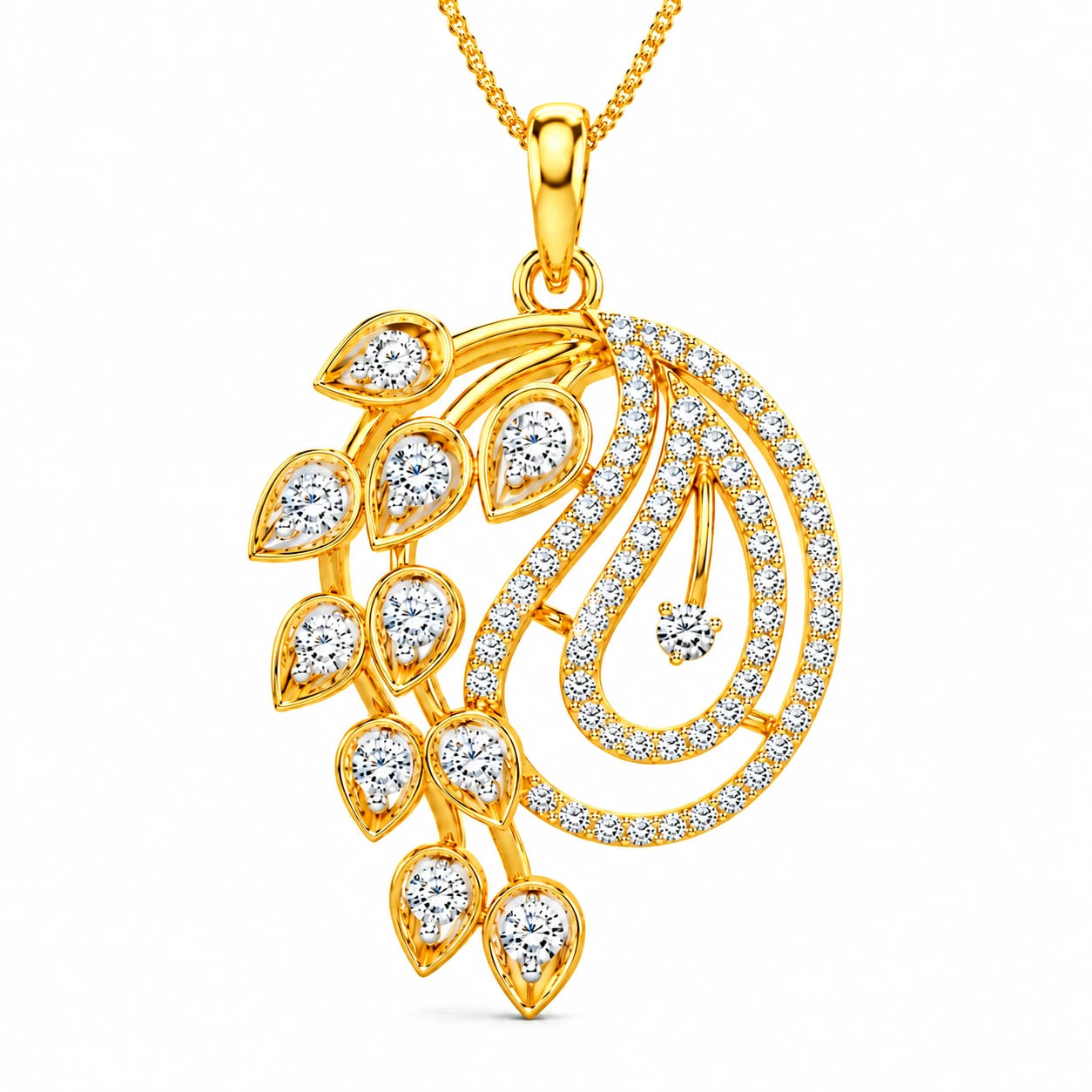 Belinda Paisley 18K Gold Plated Moissanite Diamond Pendant