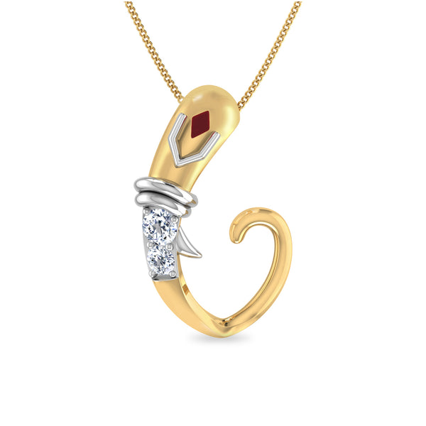 Initial V Gajamukha Diamond Moissanite Diamond Pendant