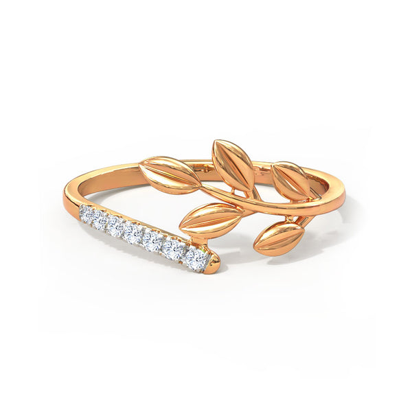 Linear Petal Moissanite Diamond Ring