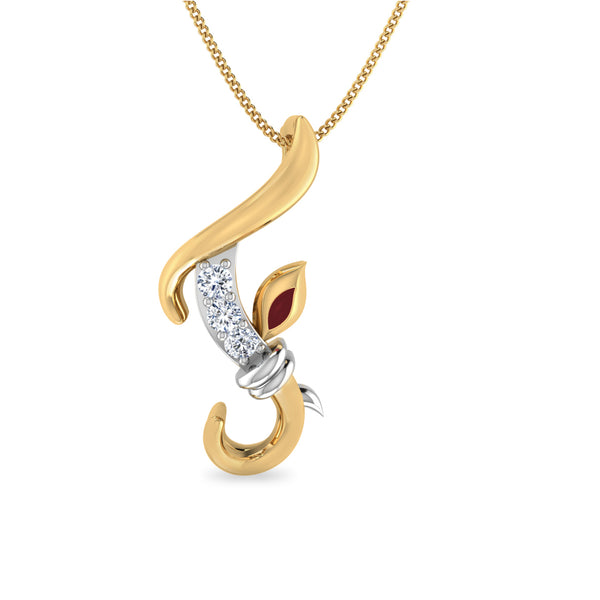 Initial F Gajamukha Diamond Moissanite Diamond Pendant