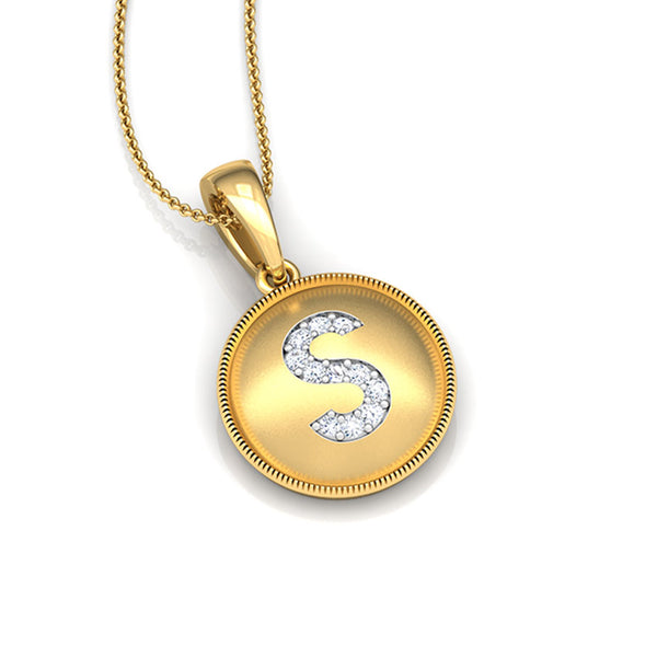 Coin S Alphabet Moissanite Diamond Pendant