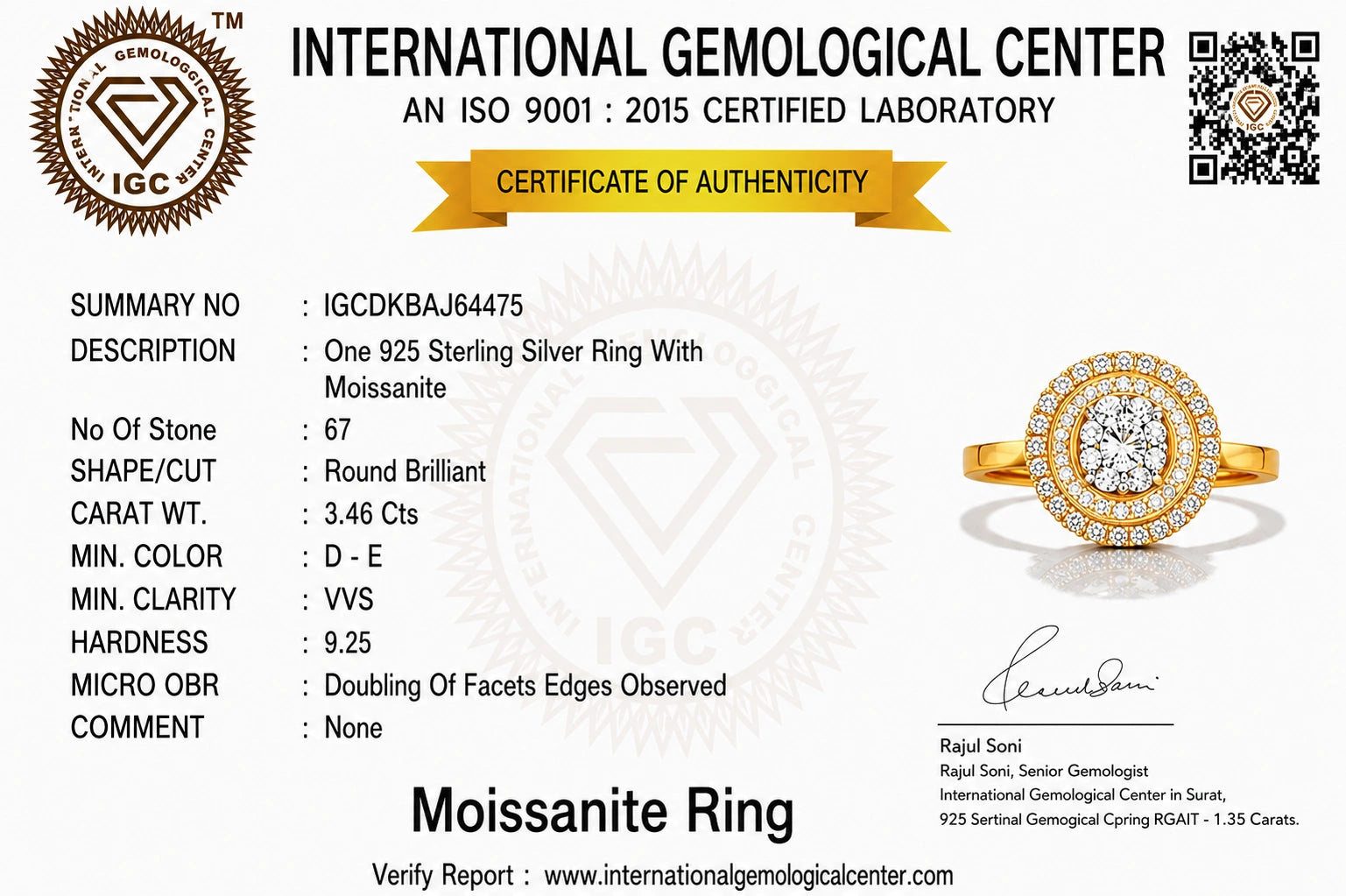 Celestia Signature Oval Halo 18K Gold Plated Moissanite Ring