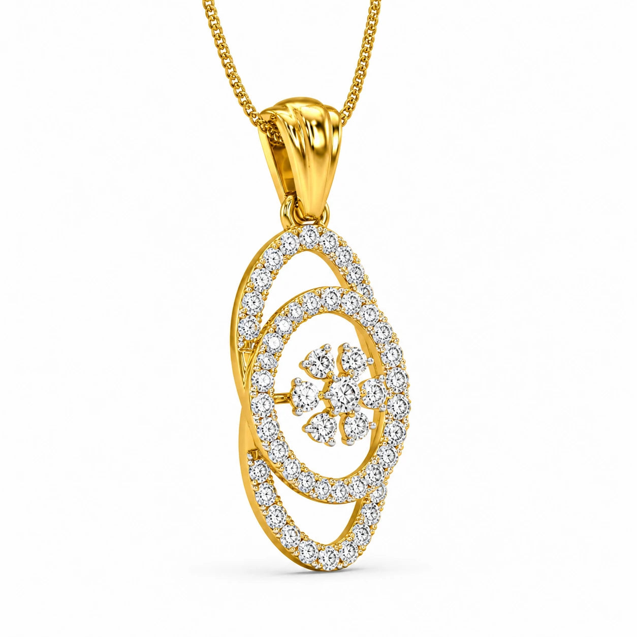 Lya Oval Fleur 18K Gold Plated Moissanite Diamond  Diamond Pendant