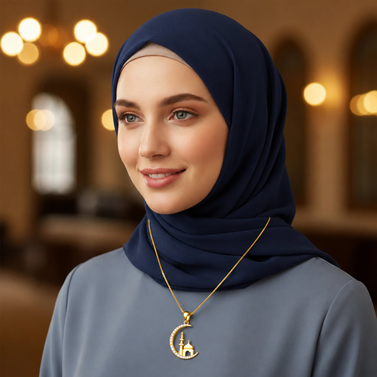 Minaret 18K Gold Plated  Moissanite Diamond Pendant