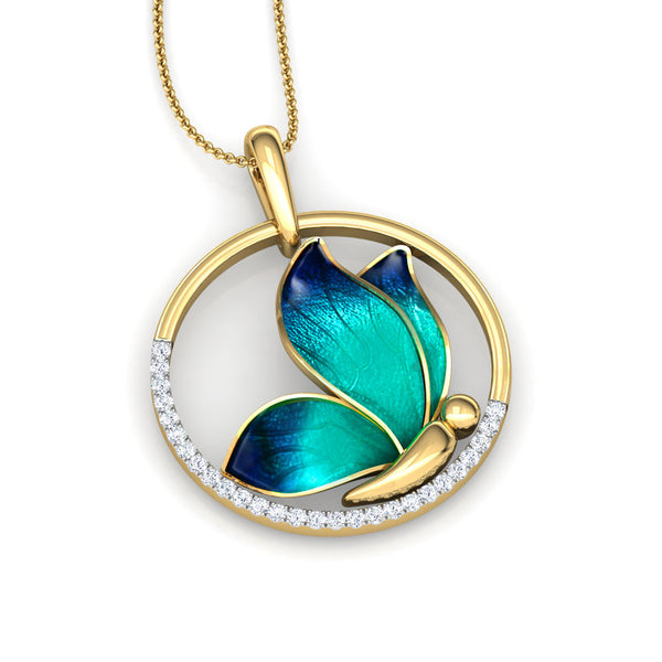 Exquisite Blue Butterfly Moissanite Diamond Casual Pendant