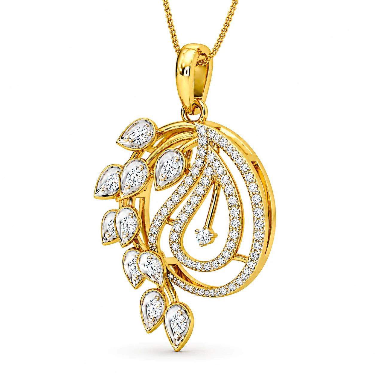 Belinda Paisley 18K Gold Plated Moissanite Diamond Pendant