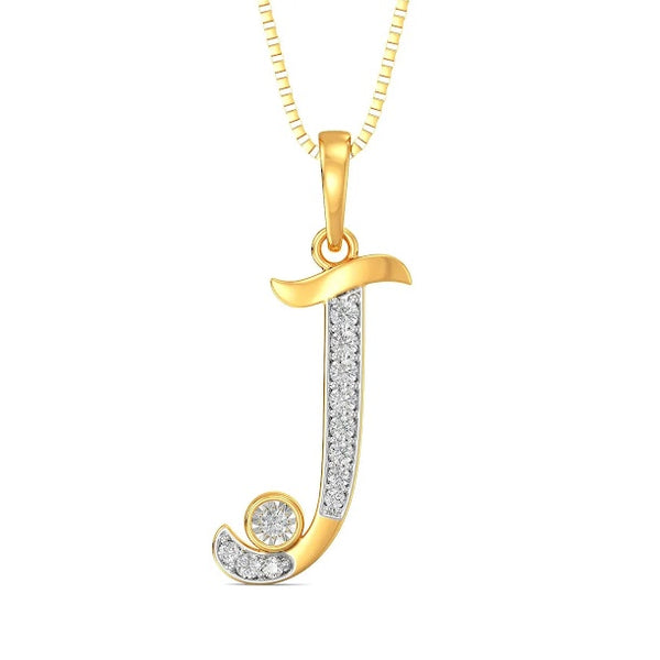Alphabet J Lustrous Stud Moissanite Diamond Pendant