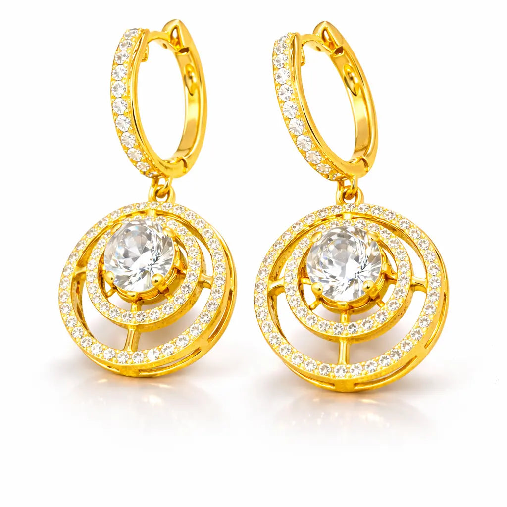 Nova Halo 18K Gold Plated Moissanite Diamond Drop Earrings