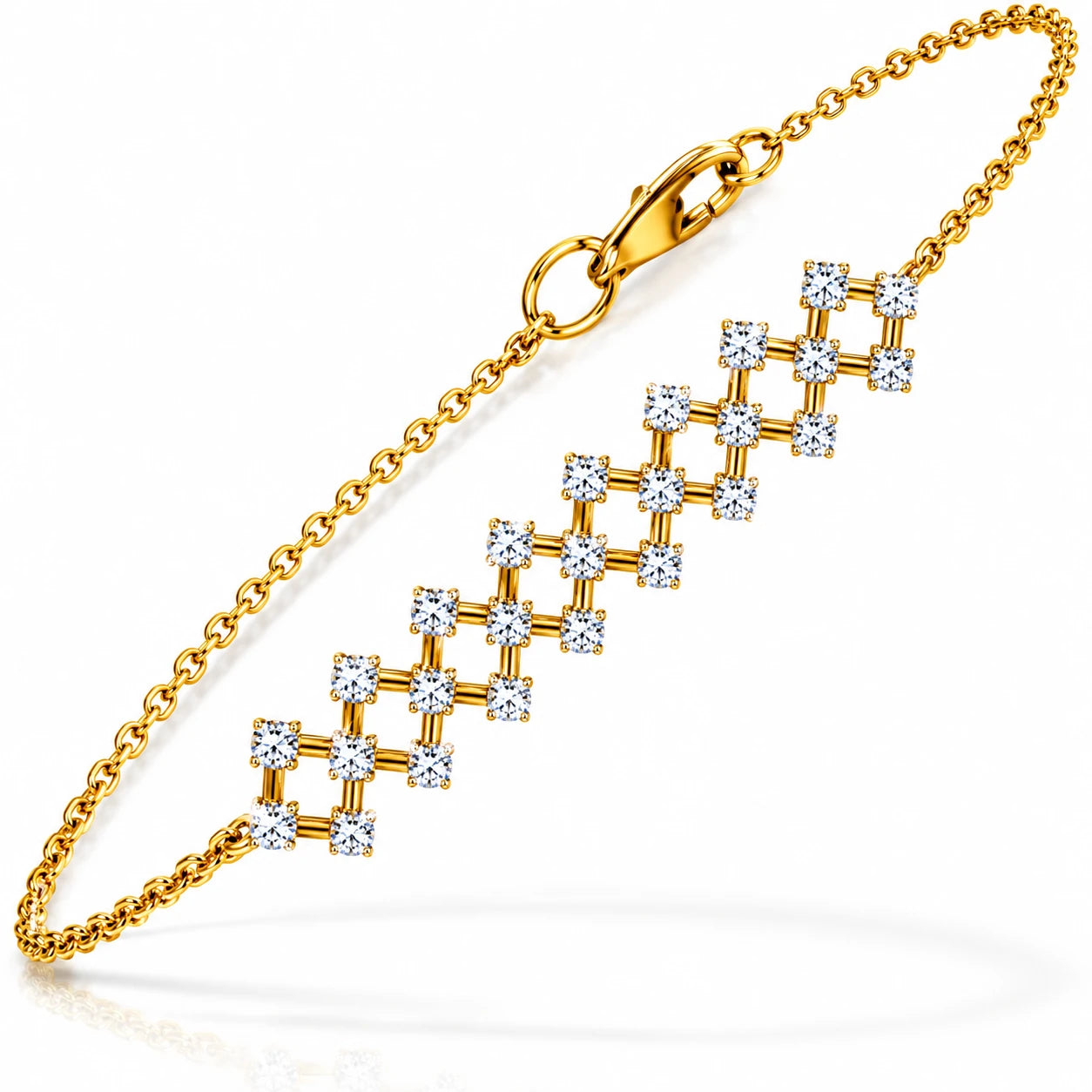 Fence Mesh 18K Gold Plated Moissanite Diamond Bracelet