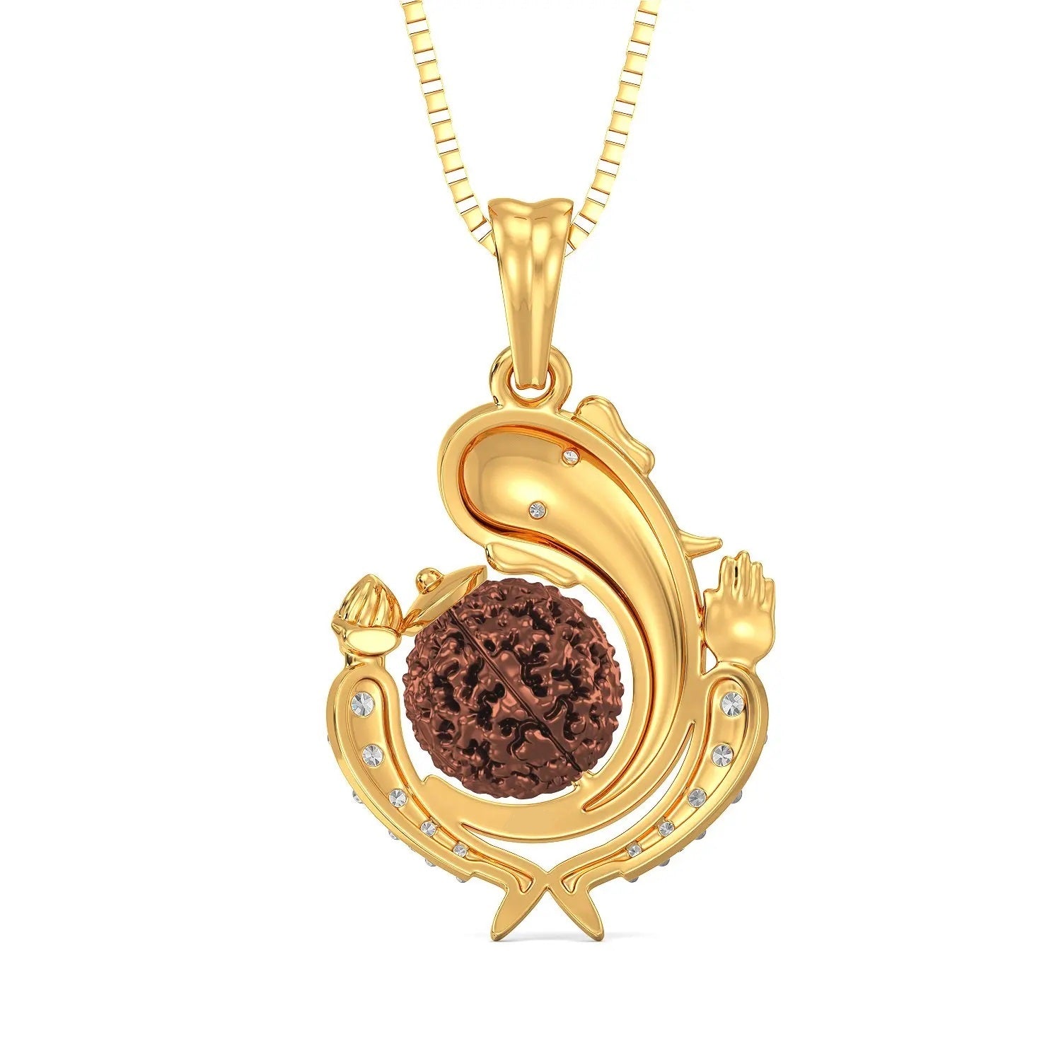 Divine 18K Gold Plated Khatu Shyam Ji Pendant Necklace with Moissanite Diamonds
