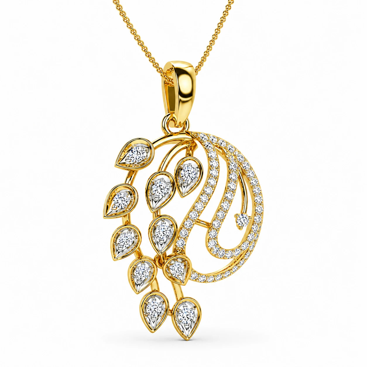 Belinda Paisley 18K Gold Plated Moissanite Diamond Pendant