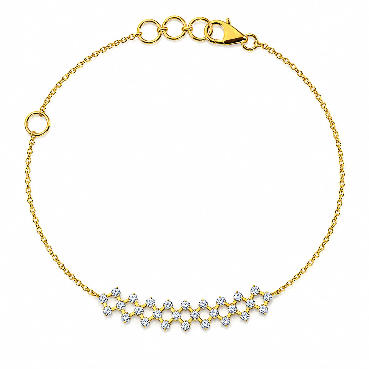 Fence Mesh 18K Gold Plated Moissanite Diamond Bracelet